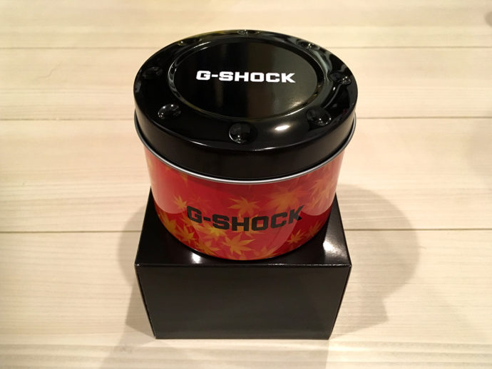 G-SHOCK DW-5600TAL-1JR 缶のデザインも秋の紅葉